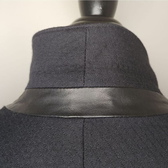 Wool Leather Bomber Blazer Moto Jacket - Picture 10 of 15